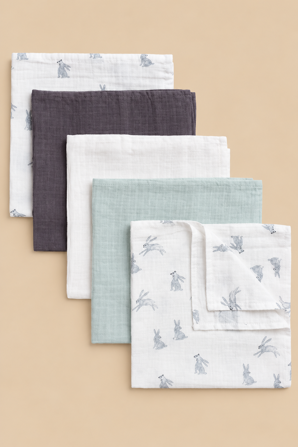 Stack of bunny muslin cloths